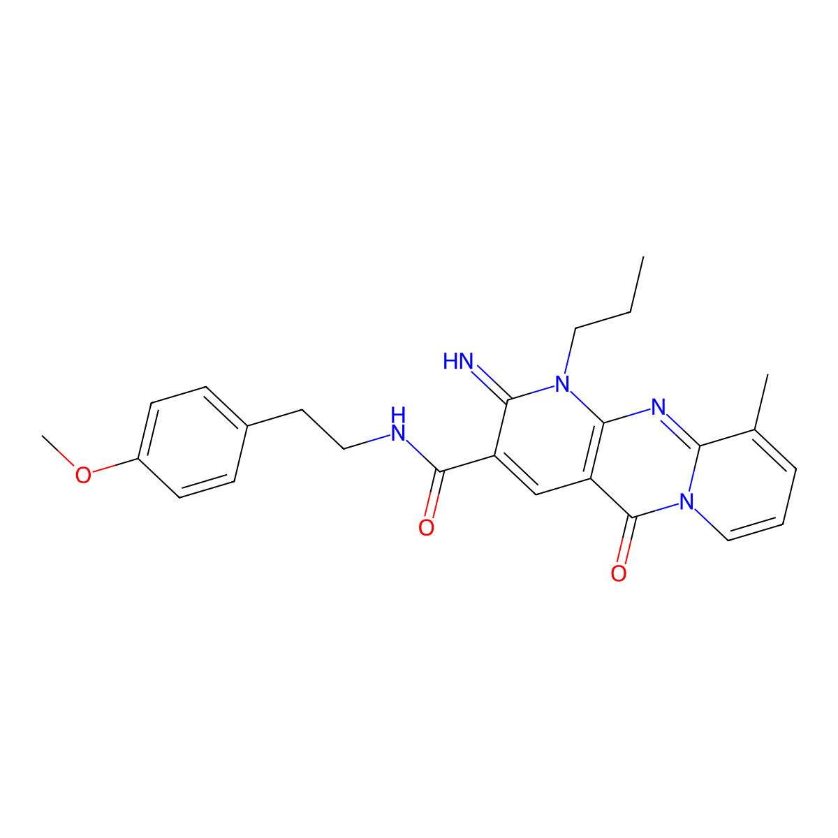 2-imino-N~3~-(4-methoxyphenethyl)-10-methyl-5-oxo-1-propyl-1,5-dihydro-2H-dipyrido[1,2-a:2,3-d]pyrimidine-3-carboxamide molecular structure, CAS 847376-85-6