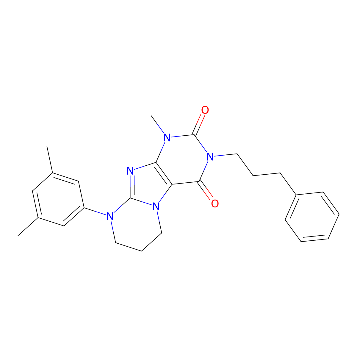 9-(3,5-dimethylphenyl)-1-methyl-3-(3-phenylpropyl)-7,8-dihydro-6H-purino[7,8-a]pyrimidine-2,4-dione molecular structure, CAS 847377-03-1