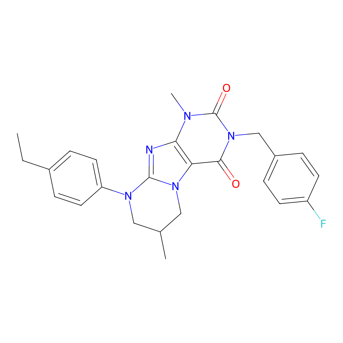 9-(4-ethylphenyl)-3-[(4-fluorophenyl)methyl]-1,7-dimethyl-7,8-dihydro-6H-purino[7,8-a]pyrimidine-2,4-dione molecular structure, CAS 847377-38-2