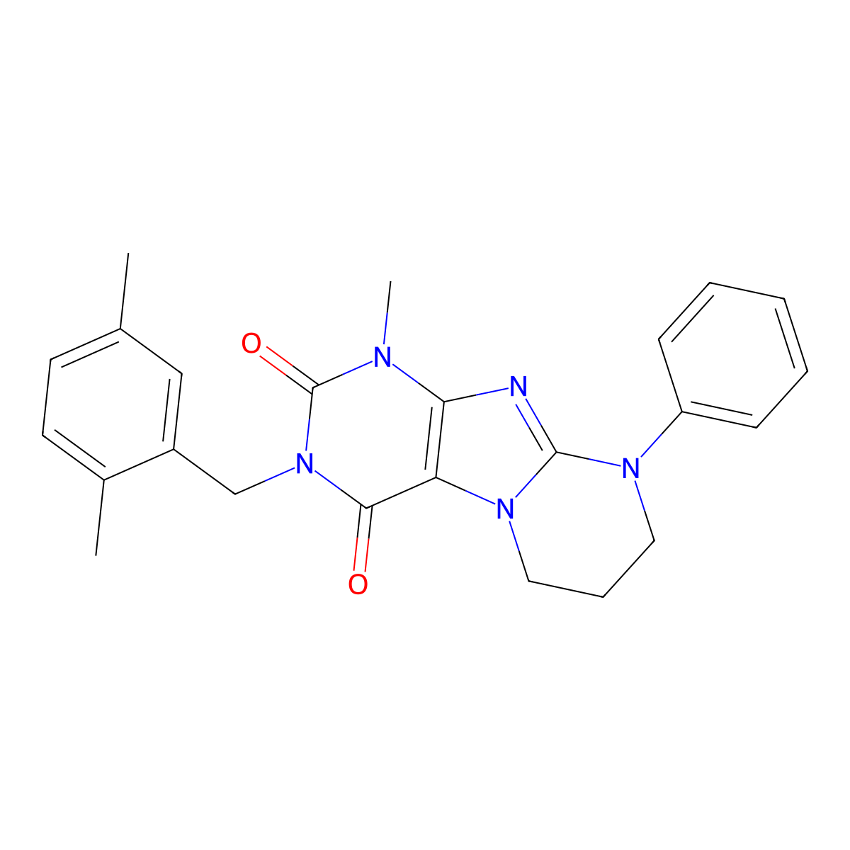 3-[(2,5-dimethylphenyl)methyl]-1-methyl-9-phenyl-7,8-dihydro-6H-purino[7,8-a]pyrimidine-2,4-dione molecular structure, CAS 847377-67-7