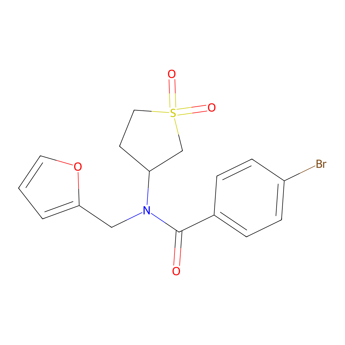 4-bromo-N-(1,1-dioxidotetrahydrothiophen-3-yl)-N-(furan-2-ylmethyl)benzamide molecular structure, CAS 847377-83-7