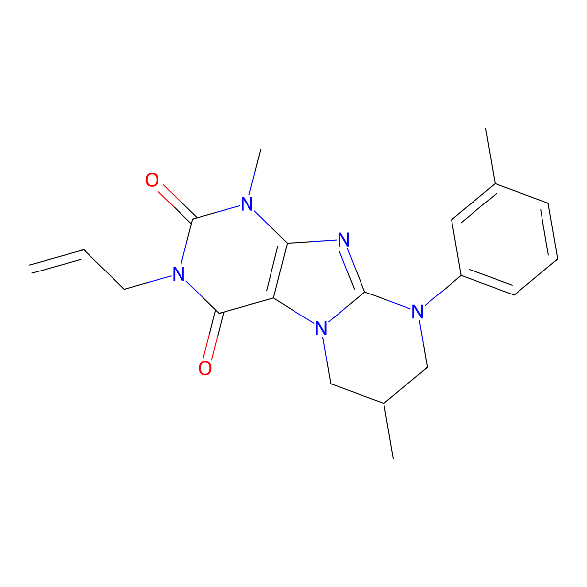 1,7-dimethyl-9-(3-methylphenyl)-3-prop-2-enyl-7,8-dihydro-6H-purino[7,8-a]pyrimidine-2,4-dione molecular structure, CAS 847378-17-0
