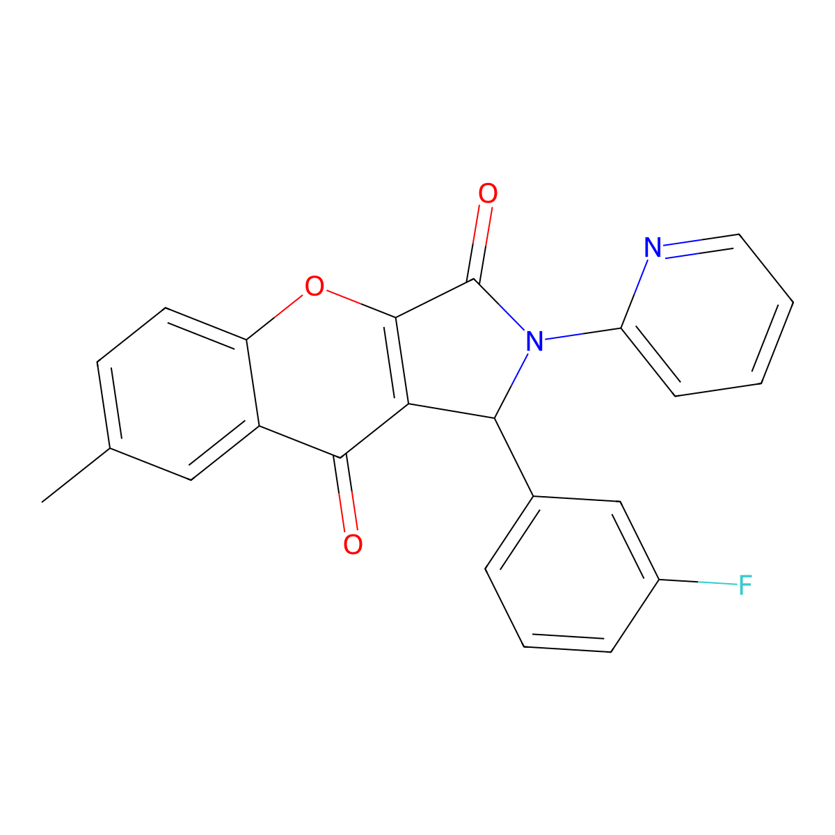 1-(3-Fluorophenyl)-7-methyl-2-(pyridin-2-yl)-1,2-dihydrochromeno[2,3-c]pyrrole-3,9-dione molecular structure, CAS 847378-21-6