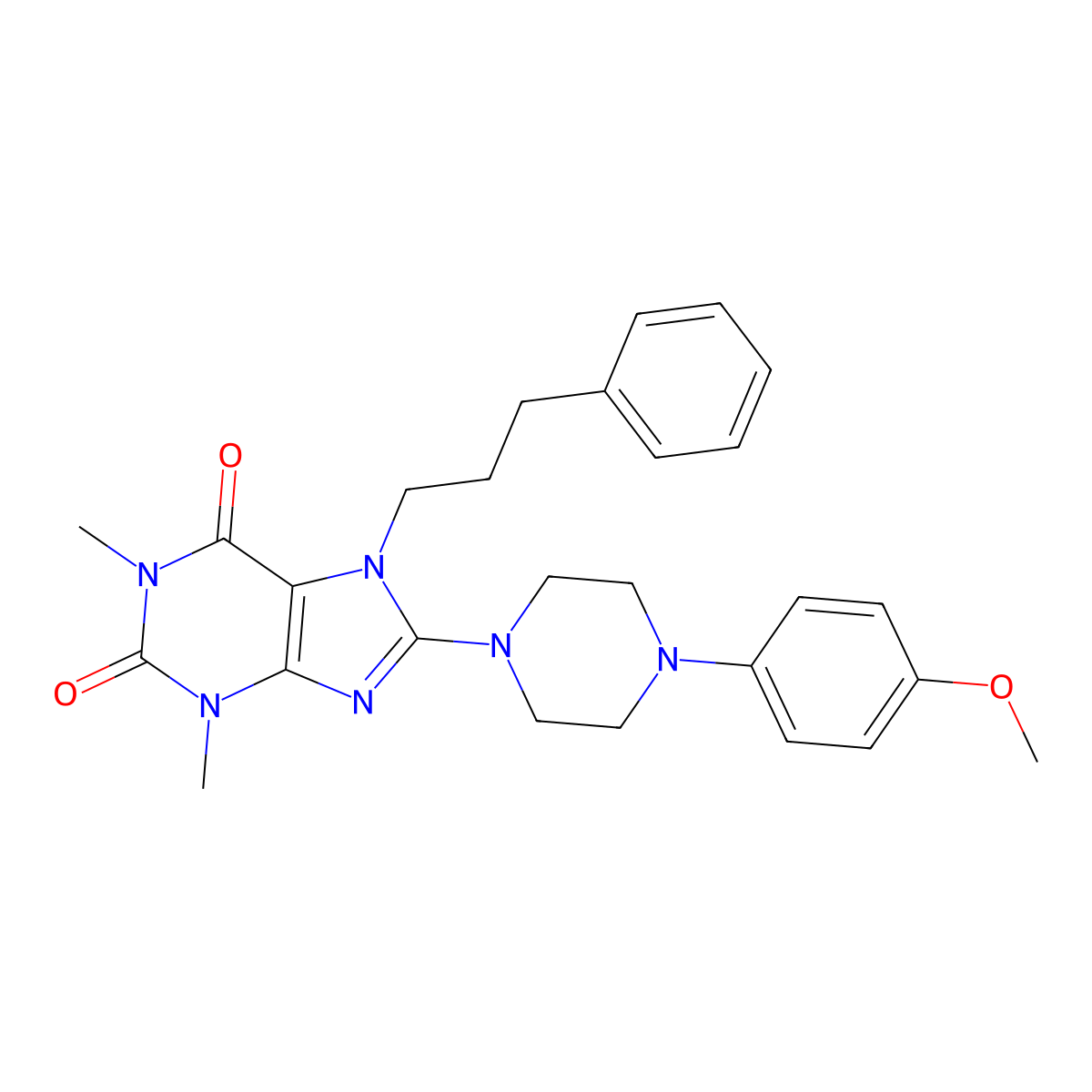 8-[4-(4-Methoxyphenyl)piperazin-1-yl]-1,3-dimethyl-7-(3-phenylpropyl)purine-2,6-dione molecular structure, CAS 847378-80-7
