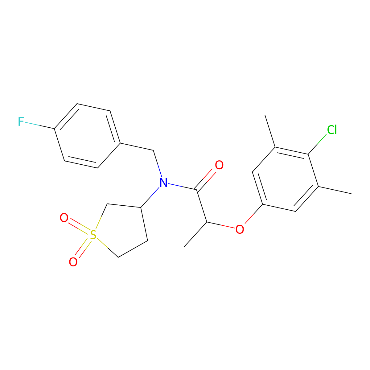 2-(4-chloro-3,5-dimethylphenoxy)-N-(1,1-dioxidotetrahydrothiophen-3-yl)-N-(4-fluorobenzyl)propanamide molecular structure, CAS 847379-05-9