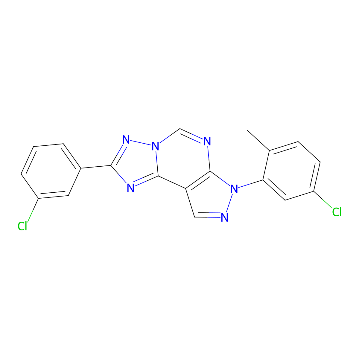 7-(5-chloro-2-methylphenyl)-2-(3-chlorophenyl)-7H-pyrazolo[4,3-e][1,2,4]triazolo[1,5-c]pyrimidine molecular structure, CAS 847379-10-6