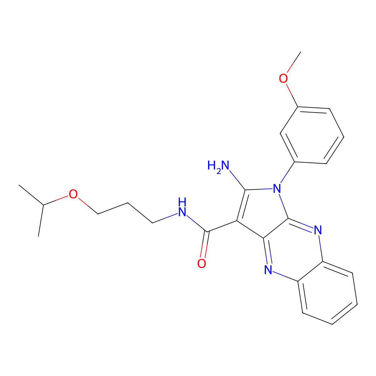 2-amino-N-(3-isopropoxypropyl)-1-(3-methoxyphenyl)-1H-pyrrolo[2,3-b]quinoxaline-3-carboxamide molecular structure, CAS 847379-73-1