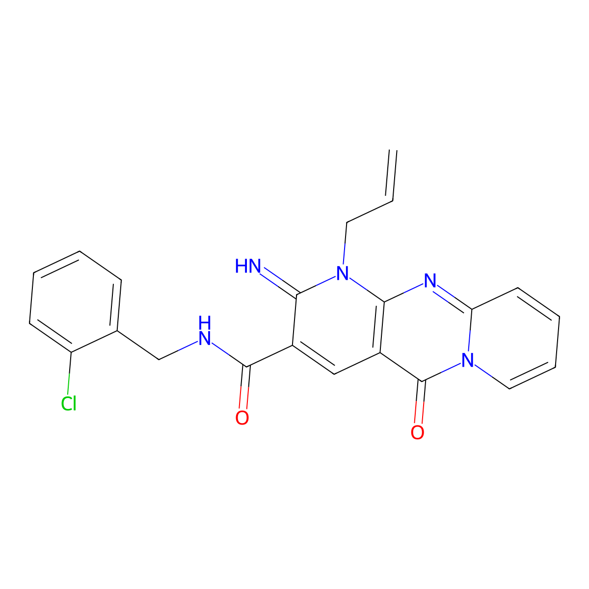 1-allyl-N~3~-(2-chlorobenzyl)-2-imino-5-oxo-1,5-dihydro-2H-dipyrido[1,2-a:2,3-d]pyrimidine-3-carboxamide molecular structure, CAS 847380-34-1
