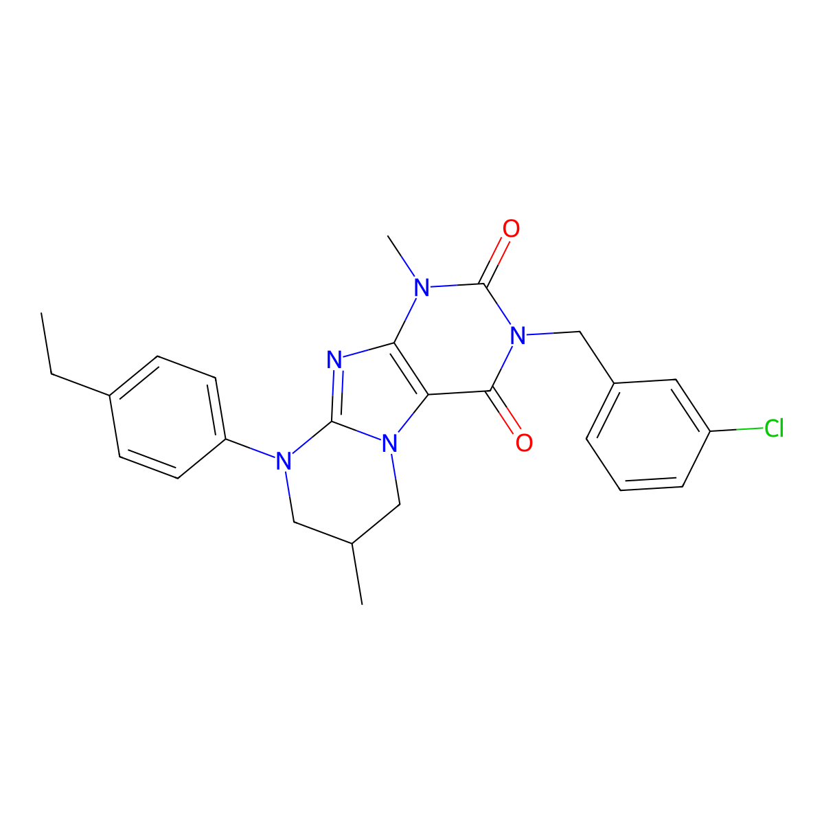 3-[(3-chlorophenyl)methyl]-9-(4-ethylphenyl)-1,7-dimethyl-7,8-dihydro-6H-purino[7,8-a]pyrimidine-2,4-dione molecular structure, CAS 847380-40-9