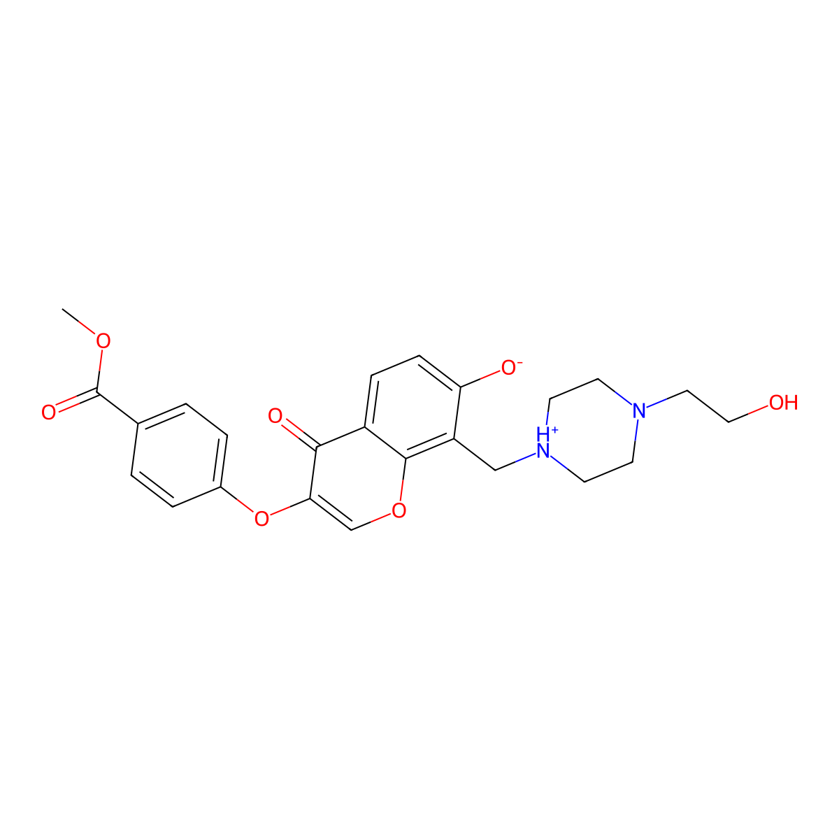 methyl 4-[(7-hydroxy-8-{[4-(2-hydroxyethyl)piperazin-1-yl]methyl}-4-oxo-4H-chromen-3-yl)oxy]benzoate molecular structure, CAS 847380-45-4