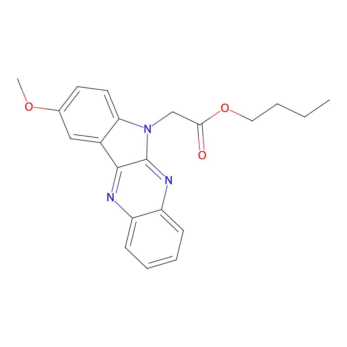 Butyl 2-(9-methoxyindolo[3,2-b]quinoxalin-6-yl)acetate molecular structure, CAS 847380-69-2