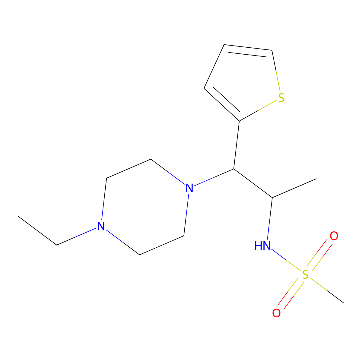 N-[1-(4-ethylpiperazin-1-yl)-1-thiophen-2-ylpropan-2-yl]methanesulfonamide molecular structure, CAS 847381-10-6