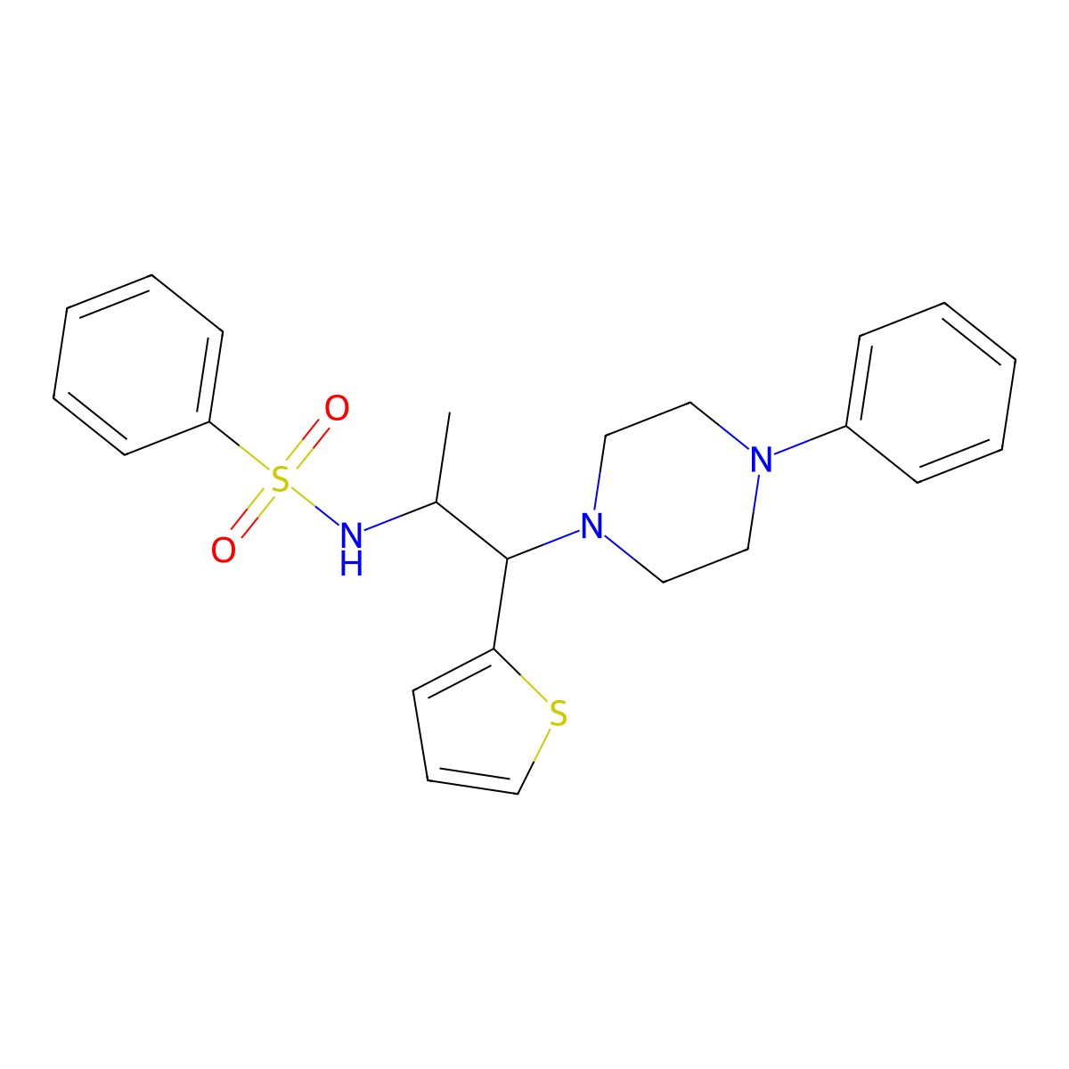 N-[1-(4-phenylpiperazin-1-yl)-1-thiophen-2-ylpropan-2-yl]benzenesulfonamide molecular structure, CAS 847381-20-8