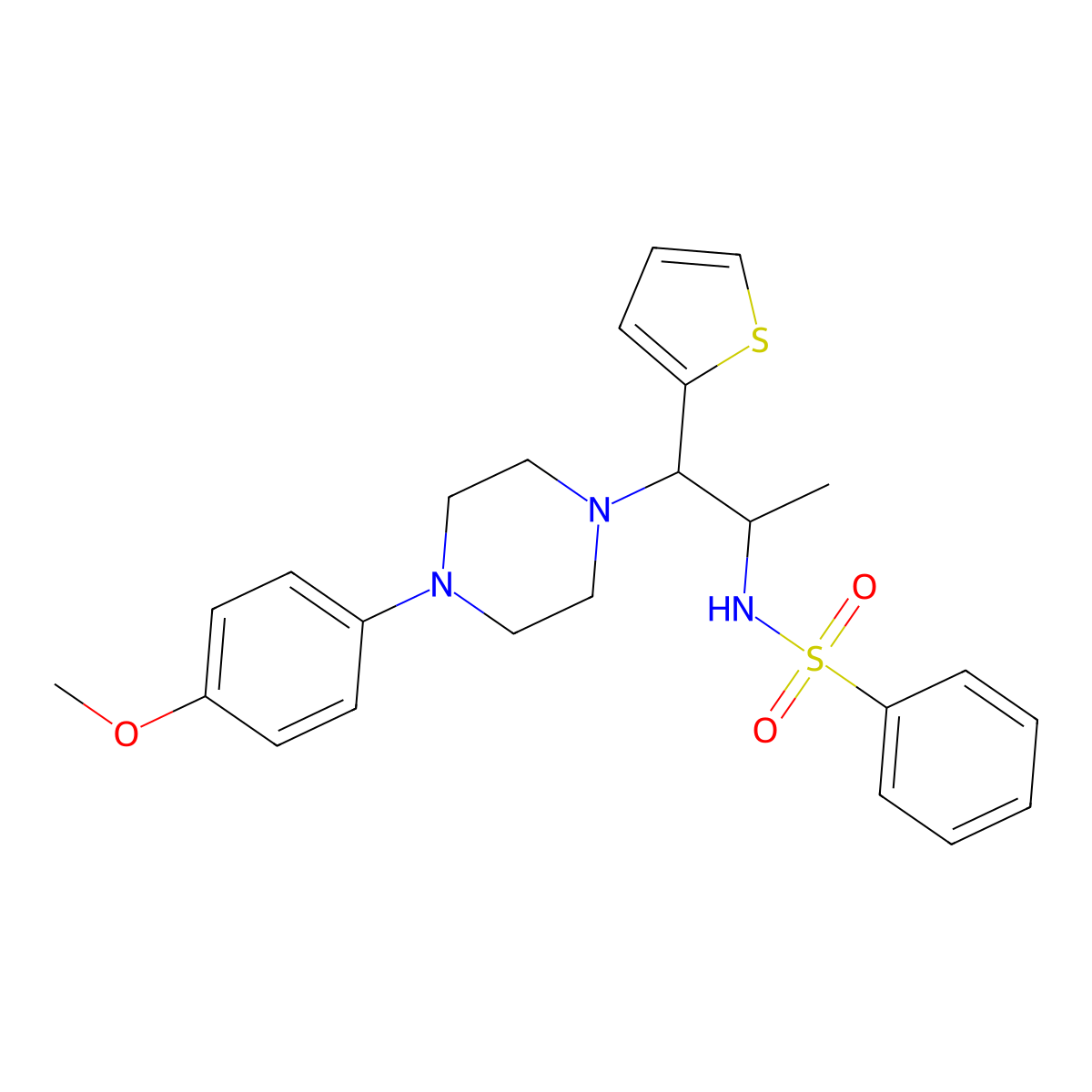 N-{1-[4-(4-methoxyphenyl)piperazin-1-yl]-1-(thiophen-2-yl)propan-2-yl}benzenesulfonamide molecular structure, CAS 847381-42-4