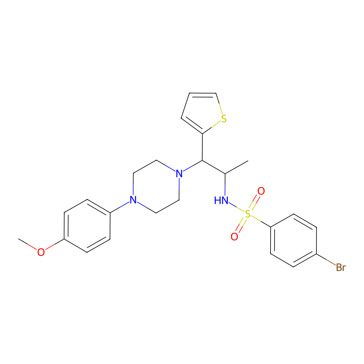 4-bromo-N-{1-[4-(4-methoxyphenyl)piperazin-1-yl]-1-(thiophen-2-yl)propan-2-yl}benzene-1-sulfonamide molecular structure, CAS 847381-45-7