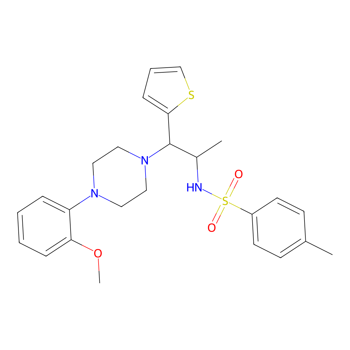 N-{1-[4-(2-methoxyphenyl)piperazin-1-yl]-1-(thiophen-2-yl)propan-2-yl}-4-methylbenzene-1-sulfonamide molecular structure, CAS 847381-48-0