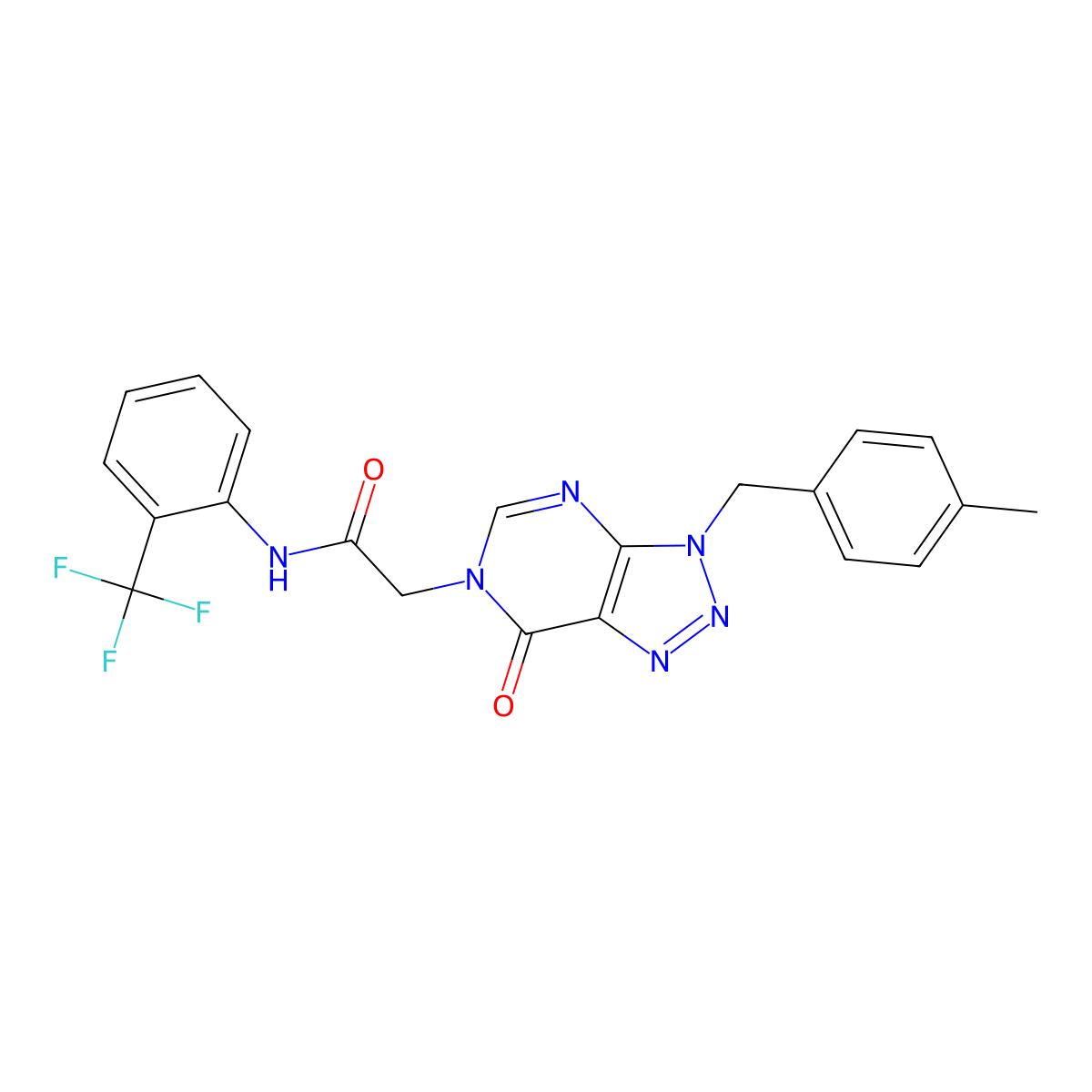 2-(3-(4-methylbenzyl)-7-oxo-3H-[1,2,3]triazolo[4,5-d]pyrimidin-6(7H)-yl)-N-(2-(trifluoromethyl)phenyl)acetamide molecular structure, CAS 847381-84-4
