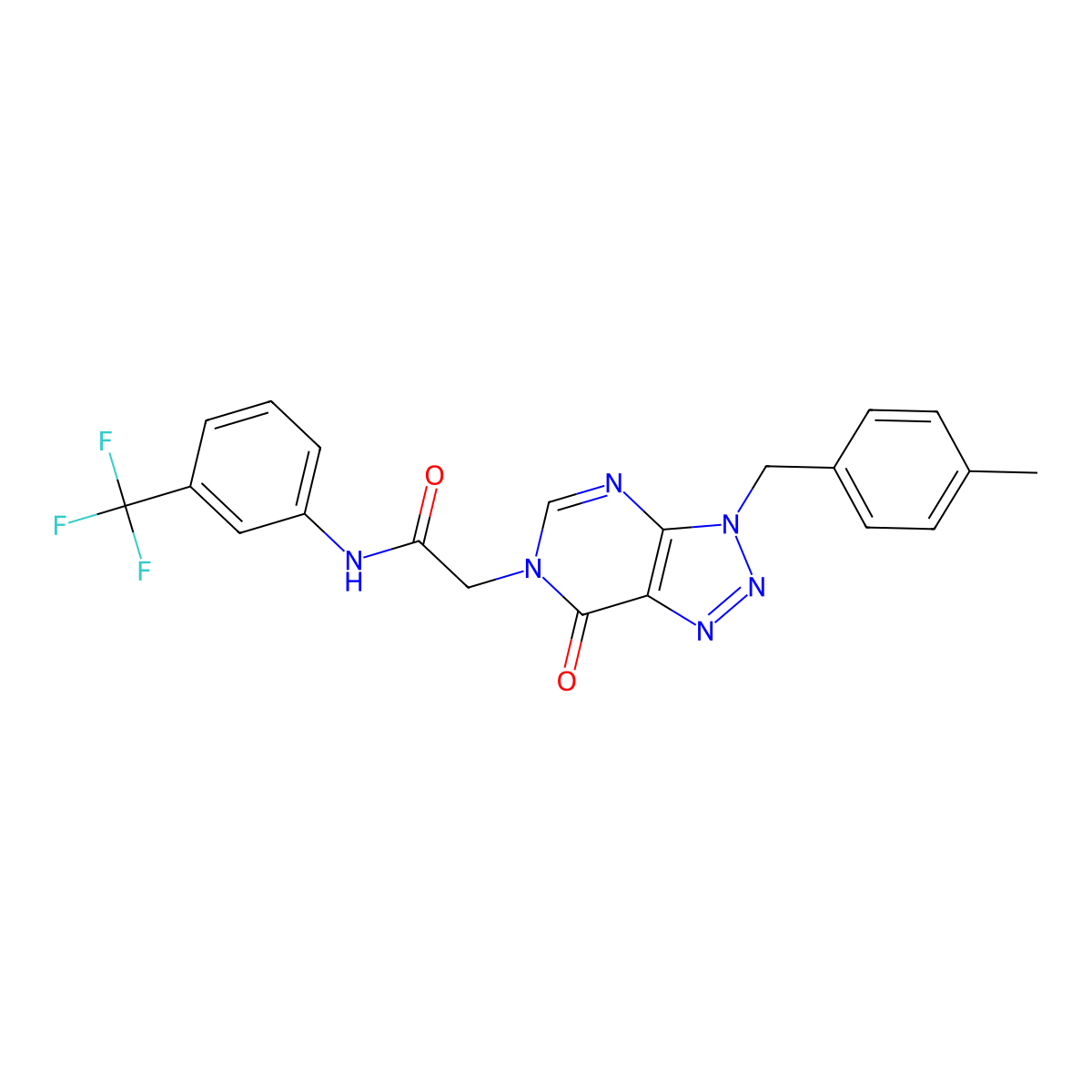 2-{3-[(4-methylphenyl)methyl]-7-oxo-3H,6H,7H-[1,2,3]triazolo[4,5-d]pyrimidin-6-yl}-N-[3-(trifluoromethyl)phenyl]acetamide molecular structure, CAS 847381-85-5