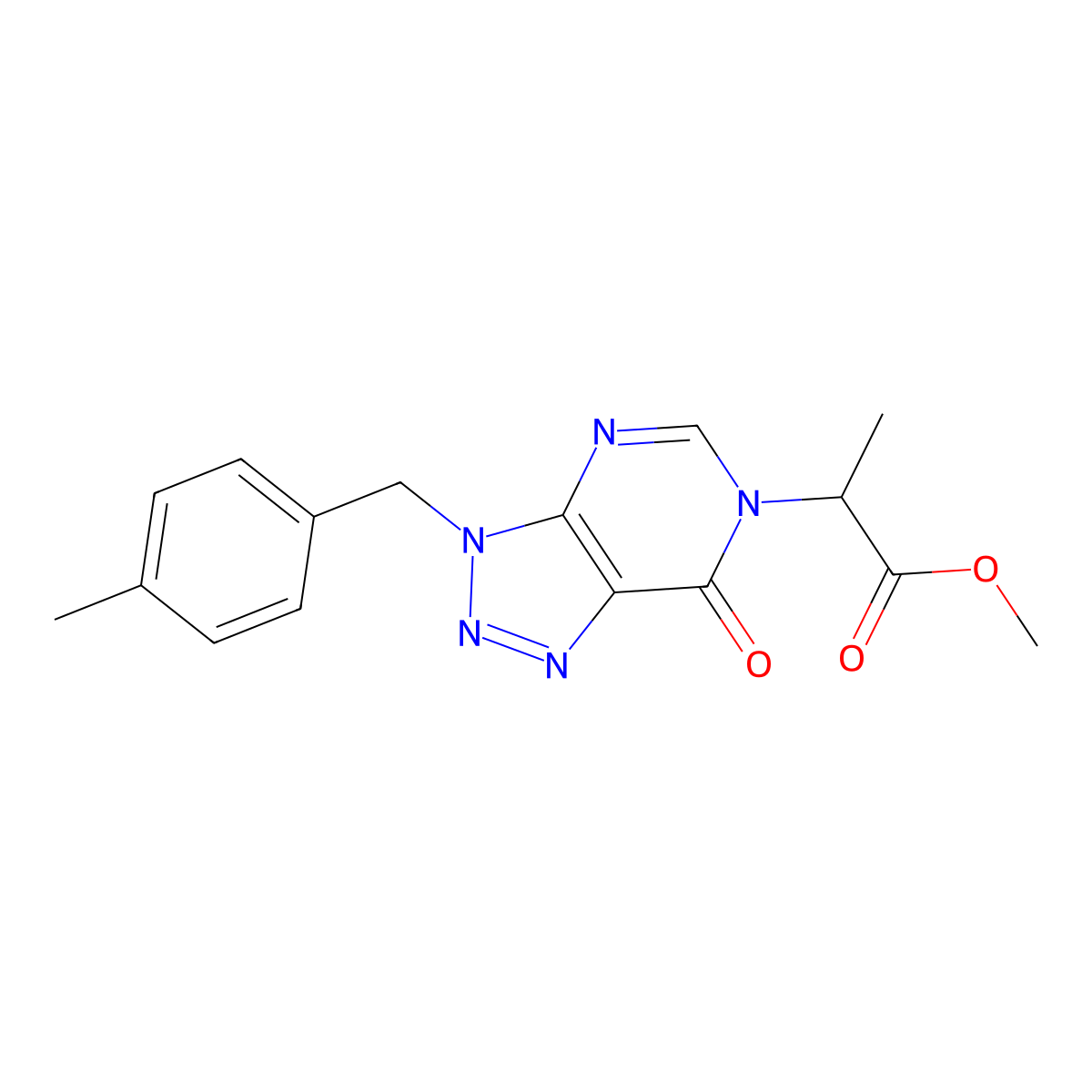 methyl 2-(3-(4-methylbenzyl)-7-oxo-3H-[1,2,3]triazolo[4,5-d]pyrimidin-6(7H)-yl)propanoate molecular structure, CAS 847382-21-2