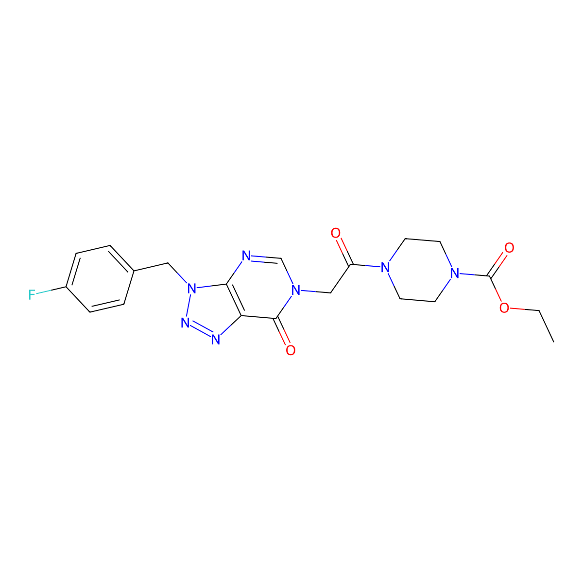 ethyl 4-(2-(3-(4-fluorobenzyl)-7-oxo-3H-[1,2,3]triazolo[4,5-d]pyrimidin-6(7H)-yl)acetyl)piperazine-1-carboxylate molecular structure, CAS 847382-31-4