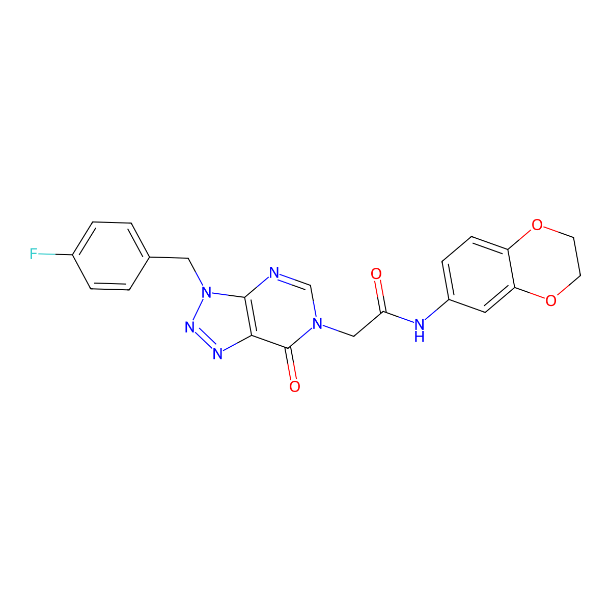 N-(2,3-dihydrobenzo[b][1,4]dioxin-6-yl)-2-(3-(4-fluorobenzyl)-7-oxo-3H-[1,2,3]triazolo[4,5-d]pyrimidin-6(7H)-yl)acetamide molecular structure, CAS 847382-59-6