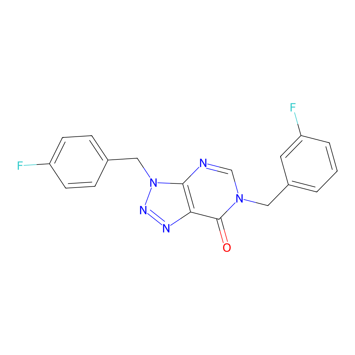 6-(3-fluorobenzyl)-3-(4-fluorobenzyl)-3H-[1,2,3]triazolo[4,5-d]pyrimidin-7(6H)-one molecular structure, CAS 847382-75-6
