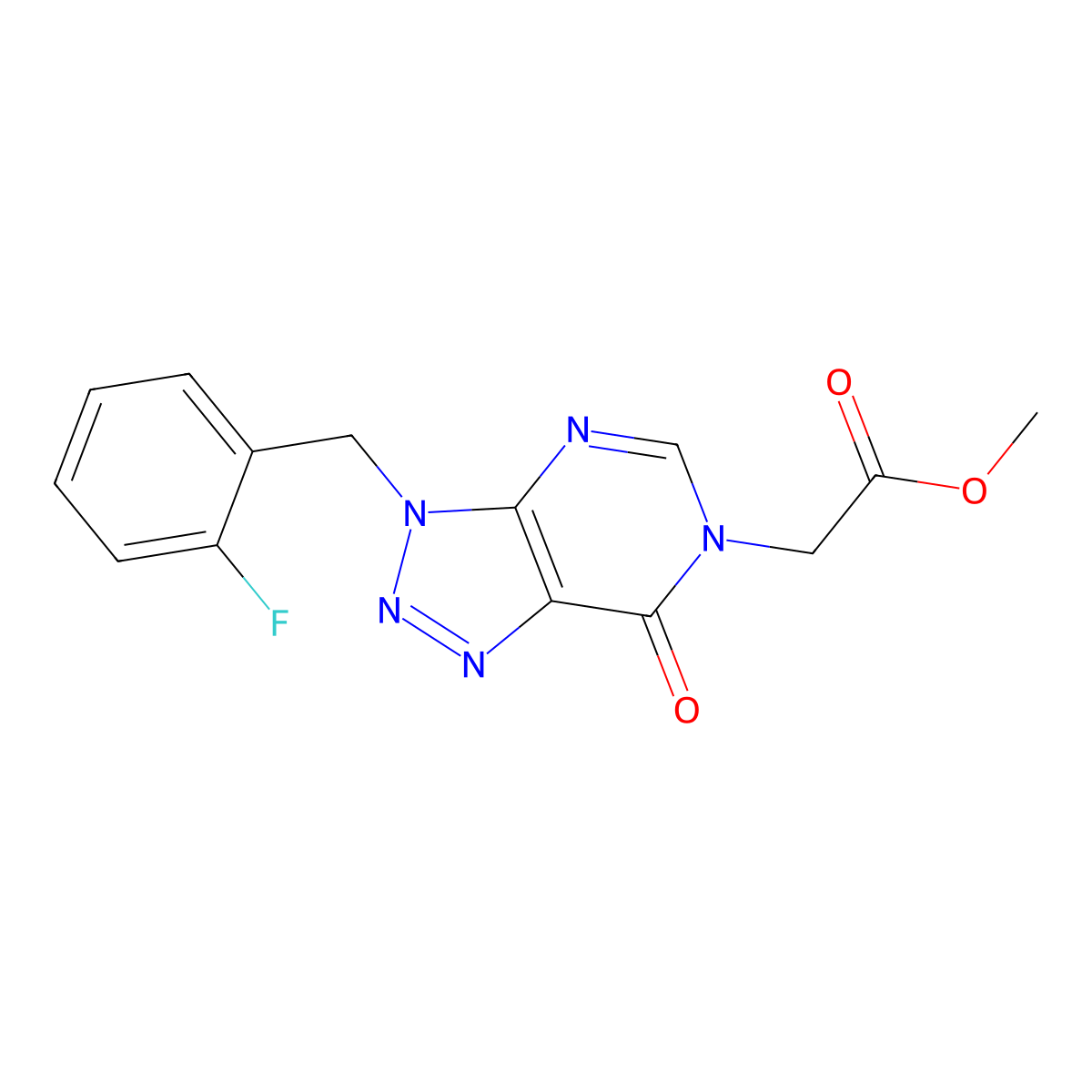 Methyl 2-[3-[(2-fluorophenyl)methyl]-7-oxotriazolo[4,5-d]pyrimidin-6-yl]acetate molecular structure, CAS 847383-52-2
