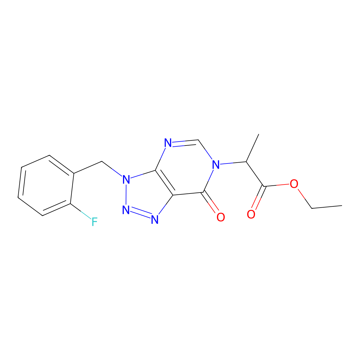 ethyl 2-(3-(2-fluorobenzyl)-7-oxo-3H-[1,2,3]triazolo[4,5-d]pyrimidin-6(7H)-yl)propanoate molecular structure, CAS 847383-54-4
