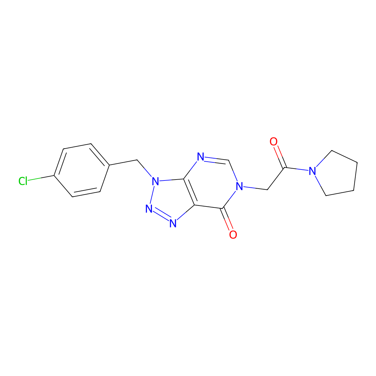 3-(4-chlorobenzyl)-6-(2-oxo-2-(pyrrolidin-1-yl)ethyl)-3H-[1,2,3]triazolo[4,5-d]pyrimidin-7(6H)-one molecular structure, CAS 847383-60-2
