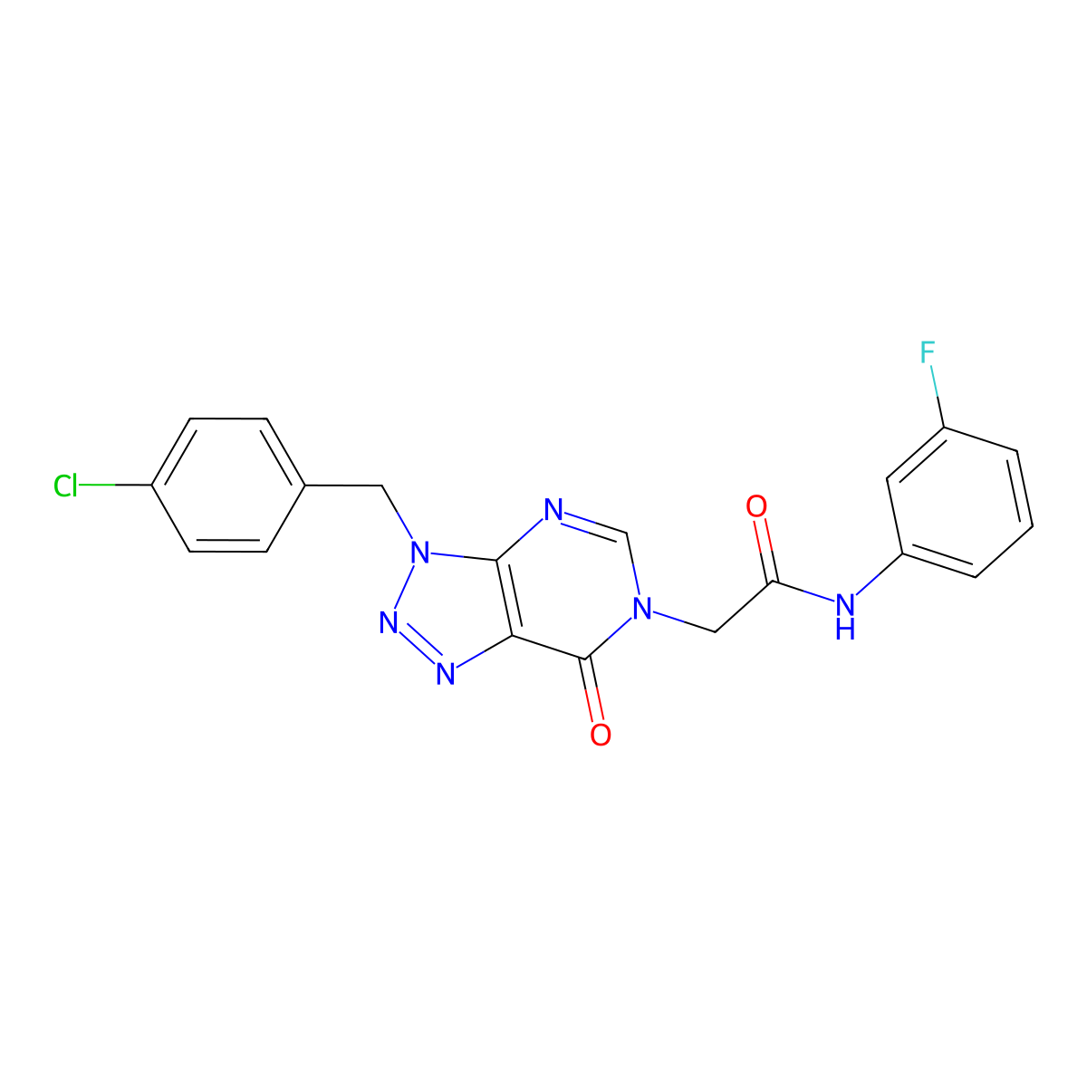 2-(3-(4-chlorobenzyl)-7-oxo-3H-[1,2,3]triazolo[4,5-d]pyrimidin-6(7H)-yl)-N-(3-fluorophenyl)acetamide molecular structure, CAS 847383-74-8