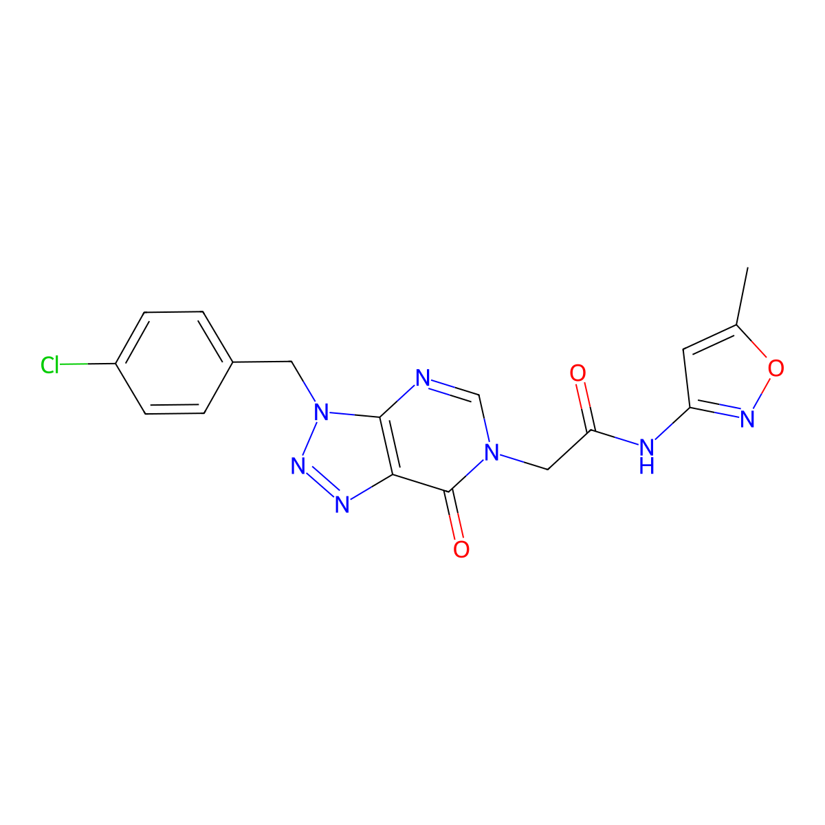 2-(3-(4-chlorobenzyl)-7-oxo-3H-[1,2,3]triazolo[4,5-d]pyrimidin-6(7H)-yl)-N-(5-methylisoxazol-3-yl)acetamide molecular structure, CAS 847383-89-5
