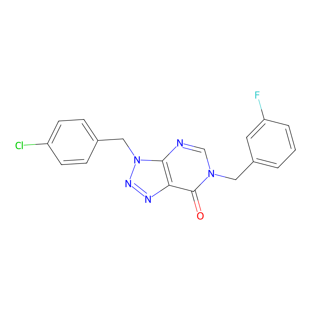 3-(4-chlorobenzyl)-6-(3-fluorobenzyl)-3H-[1,2,3]triazolo[4,5-d]pyrimidin-7(6H)-one molecular structure, CAS 847383-90-8
