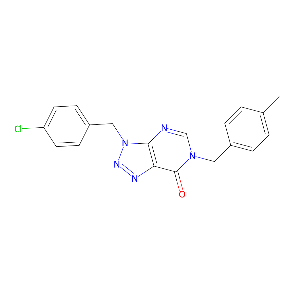 3-(4-chlorobenzyl)-6-(4-methylbenzyl)-3,6-dihydro-7H-[1,2,3]triazolo[4,5-d]pyrimidin-7-one molecular structure, CAS 847383-95-3