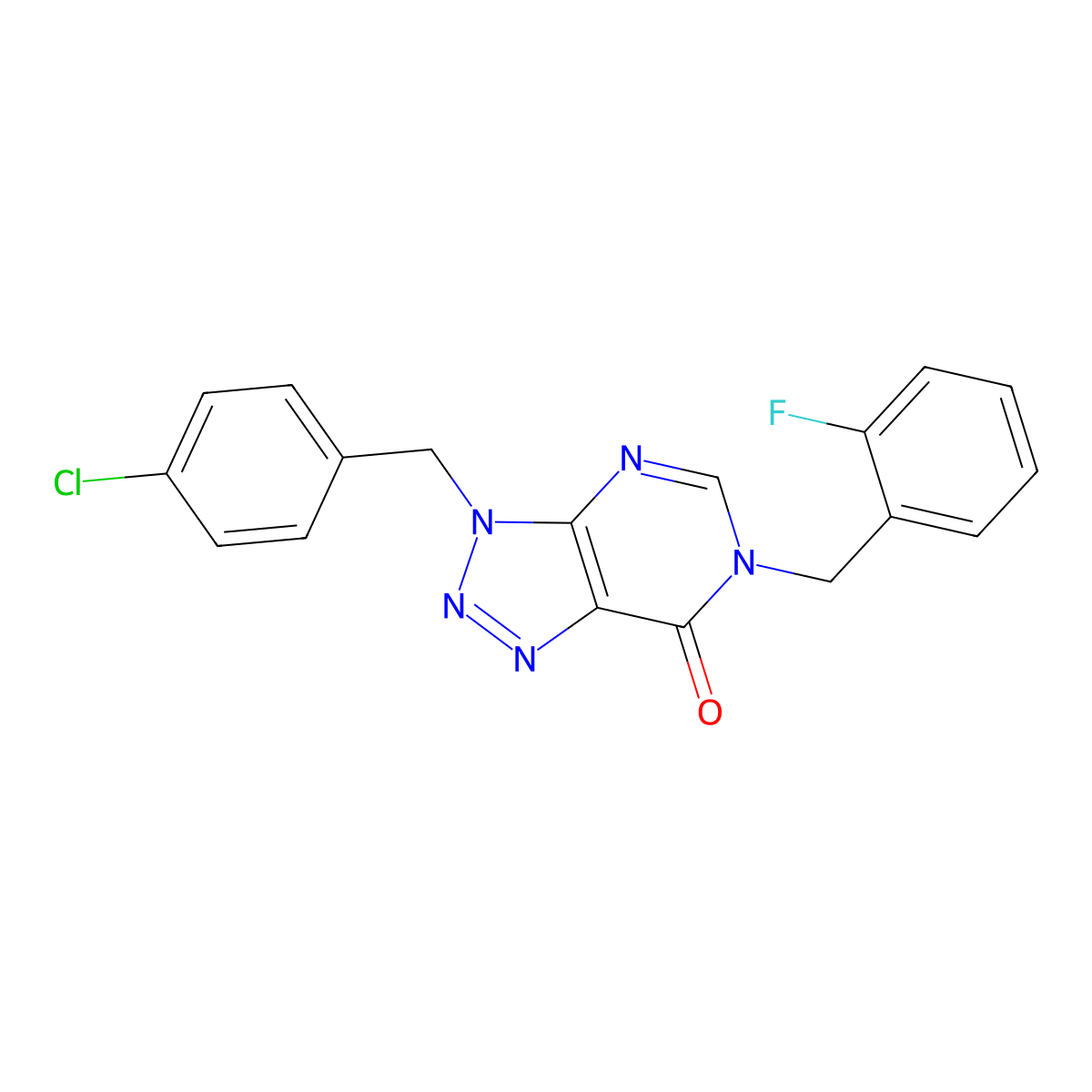 3-(4-chlorobenzyl)-6-(2-fluorobenzyl)-3H-[1,2,3]triazolo[4,5-d]pyrimidin-7(6H)-one molecular structure, CAS 847383-96-4