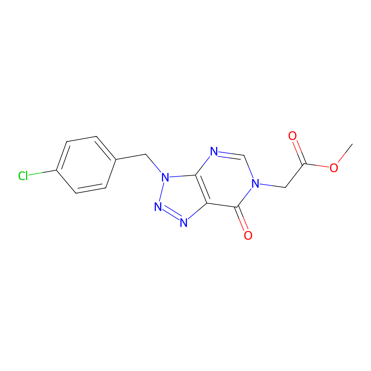 Methyl 2-[3-[(4-chlorophenyl)methyl]-7-oxotriazolo[4,5-d]pyrimidin-6-yl]acetate molecular structure, CAS 847383-97-5