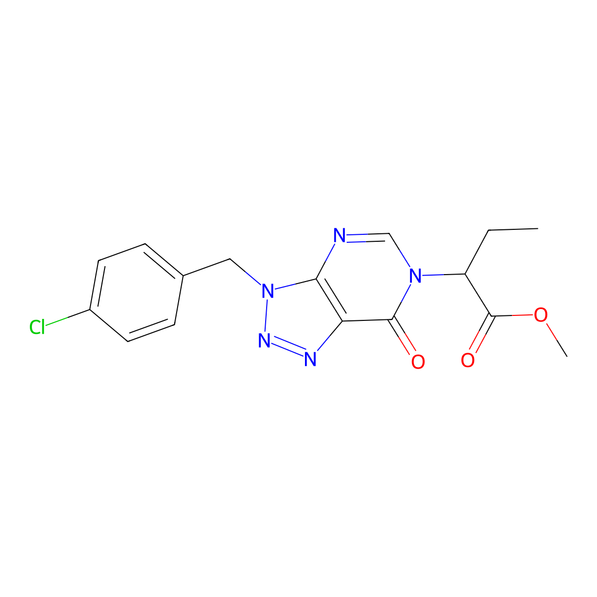 Methyl 2-[3-[(4-chlorophenyl)methyl]-7-oxotriazolo[4,5-d]pyrimidin-6-yl]butanoate molecular structure, CAS 847384-00-3