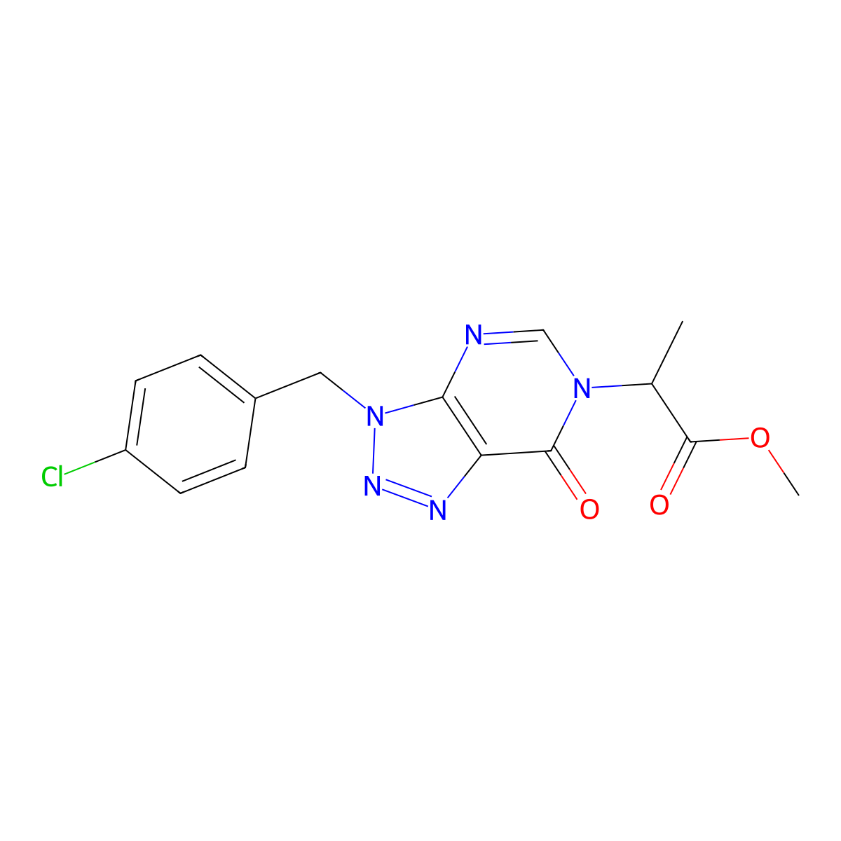 methyl 2-[3-(4-chlorobenzyl)-7-oxo-3,7-dihydro-6H-[1,2,3]triazolo[4,5-d]pyrimidin-6-yl]propanoate molecular structure, CAS 847384-01-4