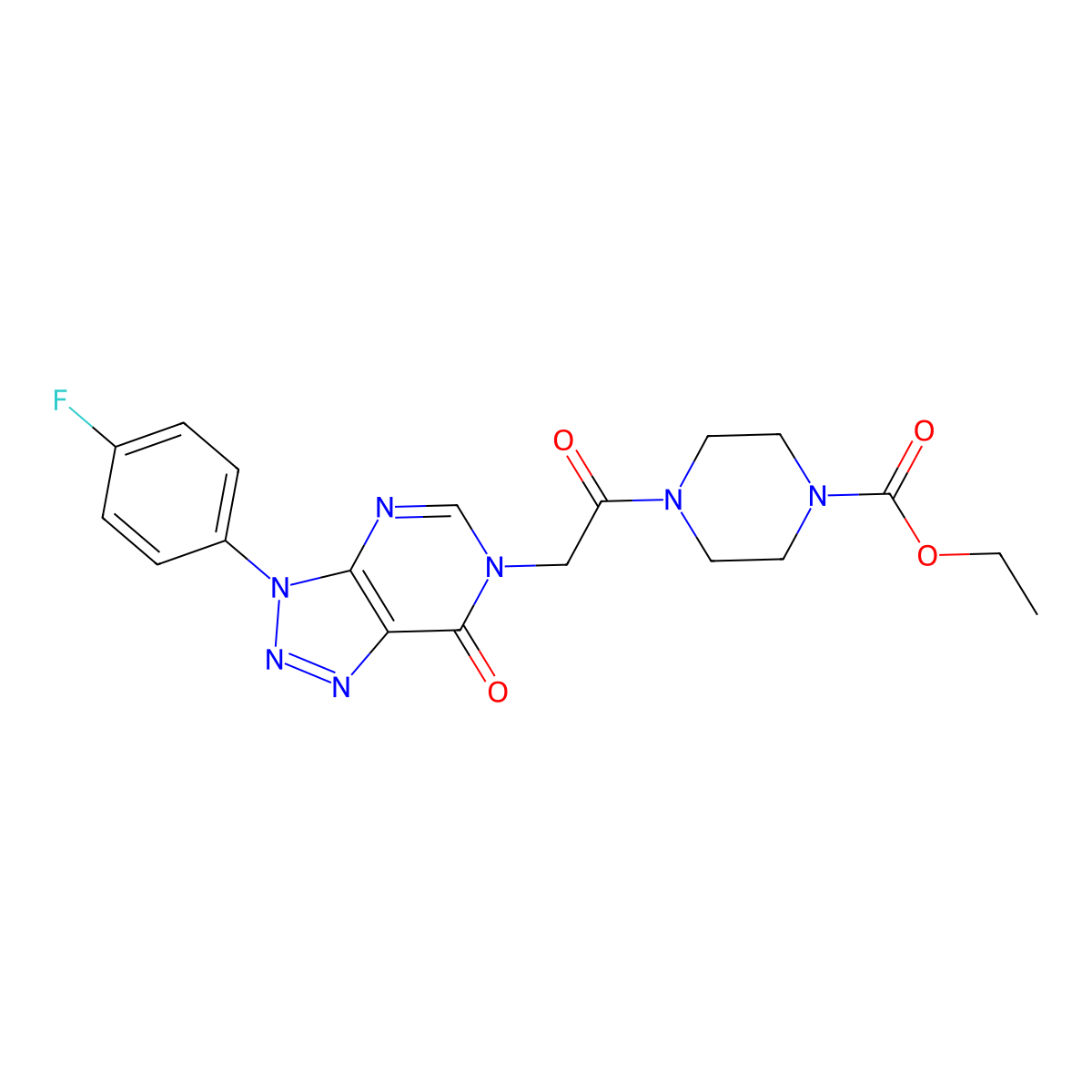 ethyl 4-(2-(3-(4-fluorophenyl)-7-oxo-3H-[1,2,3]triazolo[4,5-d]pyrimidin-6(7H)-yl)acetyl)piperazine-1-carboxylate molecular structure, CAS 847384-10-5