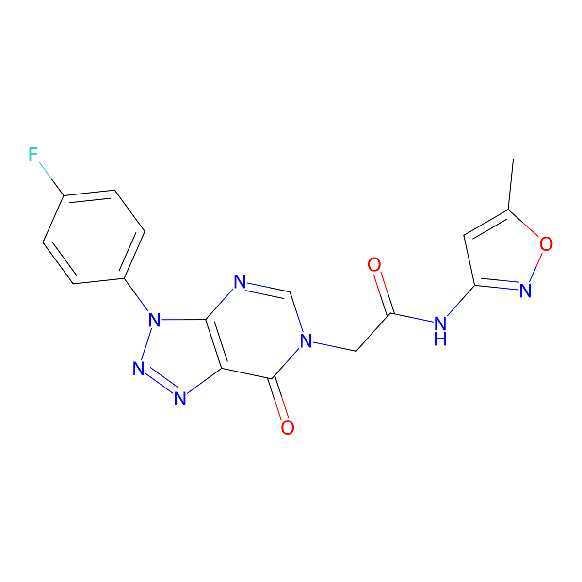 2-(3-(4-fluorophenyl)-7-oxo-3H-[1,2,3]triazolo[4,5-d]pyrimidin-6(7H)-yl)-N-(5-methylisoxazol-3-yl)acetamide molecular structure, CAS 847384-53-6
