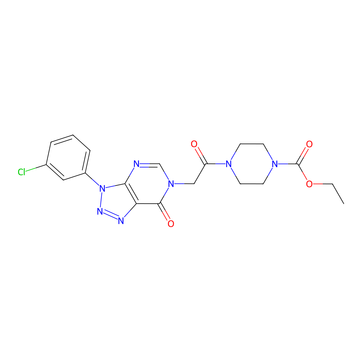 ethyl 4-(2-(3-(3-chlorophenyl)-7-oxo-3H-[1,2,3]triazolo[4,5-d]pyrimidin-6(7H)-yl)acetyl)piperazine-1-carboxylate molecular structure, CAS 847384-69-4