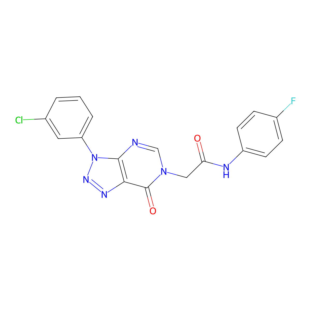 2-[3-(3-chlorophenyl)-7-oxo-3H,6H,7H-[1,2,3]triazolo[4,5-d]pyrimidin-6-yl]-N-(4-fluorophenyl)acetamide molecular structure, CAS 847384-81-0