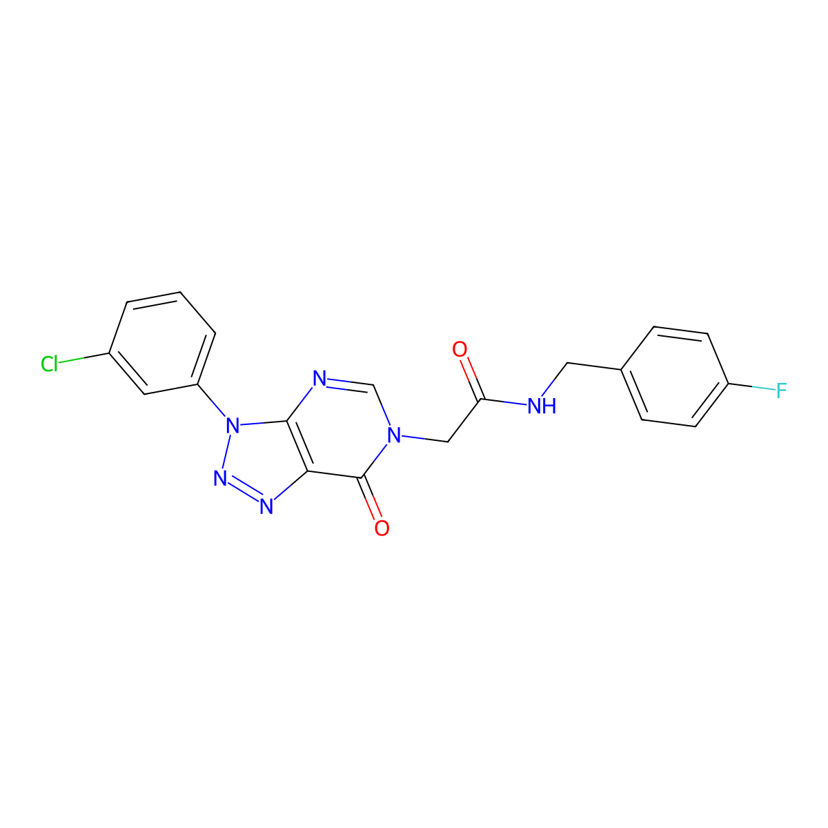 2-(3-(3-chlorophenyl)-7-oxo-3H-[1,2,3]triazolo[4,5-d]pyrimidin-6(7H)-yl)-N-(4-fluorobenzyl)acetamide molecular structure, CAS 847385-00-6