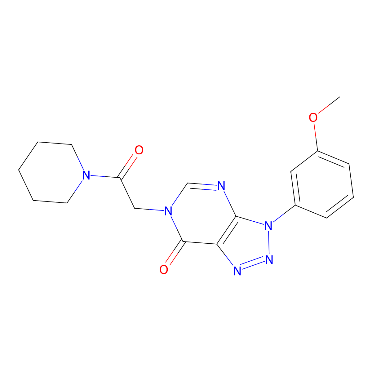 3-(3-methoxyphenyl)-6-(2-oxo-2-piperidin-1-ylethyl)-3,6-dihydro-7H-[1,2,3]triazolo[4,5-d]pyrimidin-7-one molecular structure, CAS 847385-20-0
