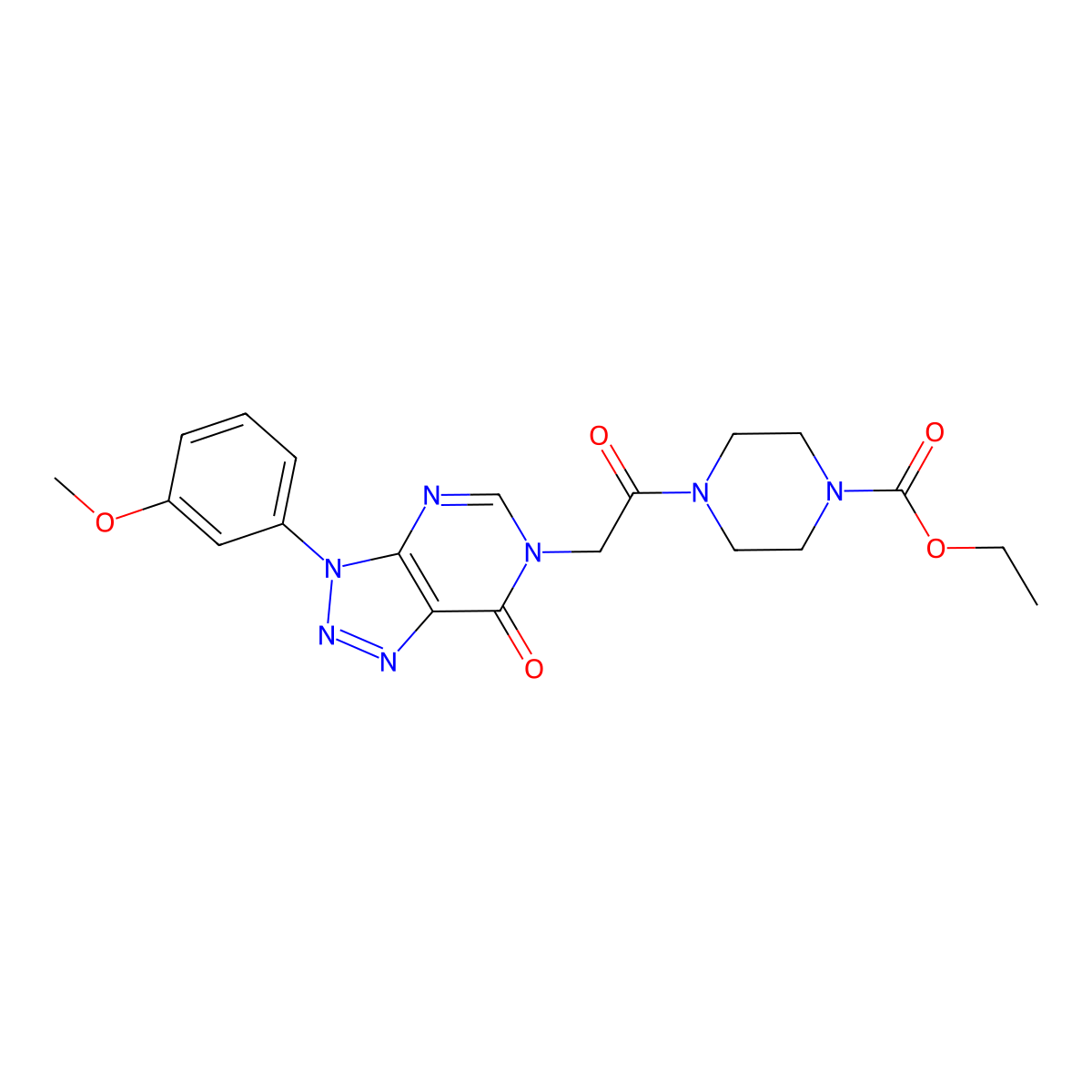 ethyl 4-(2-(3-(3-methoxyphenyl)-7-oxo-3H-[1,2,3]triazolo[4,5-d]pyrimidin-6(7H)-yl)acetyl)piperazine-1-carboxylate molecular structure, CAS 847385-27-7