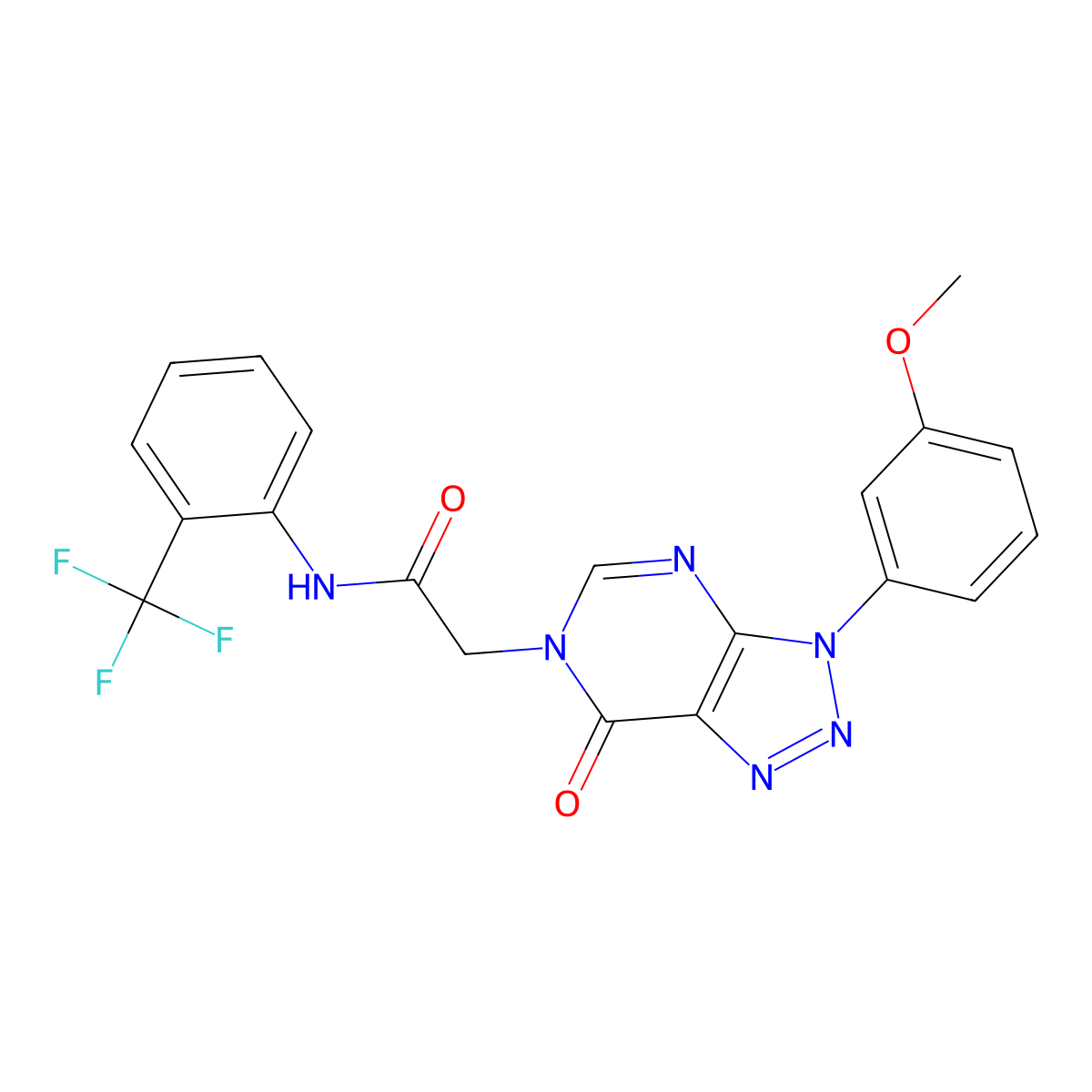 2-(3-(3-methoxyphenyl)-7-oxo-3H-[1,2,3]triazolo[4,5-d]pyrimidin-6(7H)-yl)-N-(2-(trifluoromethyl)phenyl)acetamide molecular structure, CAS 847385-68-6