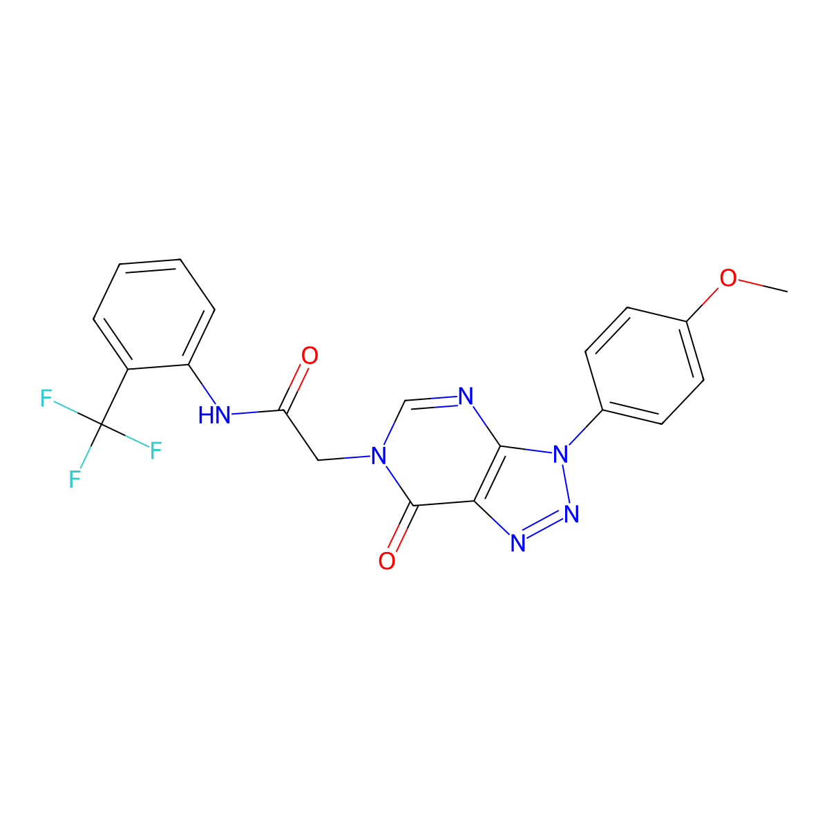 2-(3-(4-methoxyphenyl)-7-oxo-3H-[1,2,3]triazolo[4,5-d]pyrimidin-6(7H)-yl)-N-(2-(trifluoromethyl)phenyl)acetamide molecular structure, CAS 847387-02-4