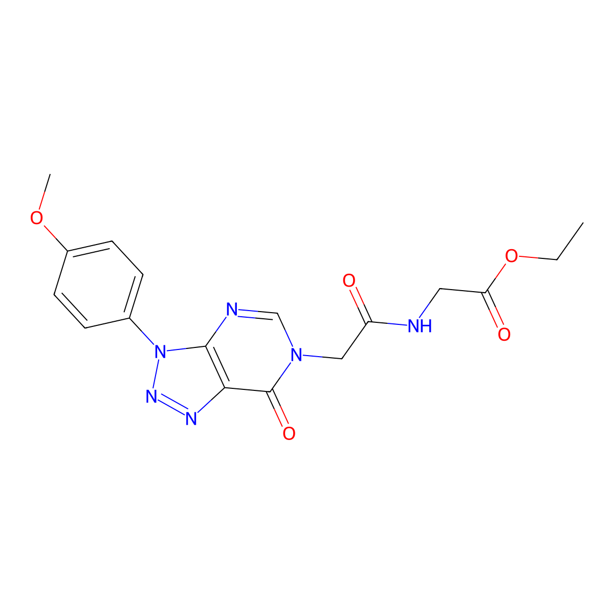 ethyl 2-(2-(3-(4-methoxyphenyl)-7-oxo-3H-[1,2,3]triazolo[4,5-d]pyrimidin-6(7H)-yl)acetamido)acetate molecular structure, CAS 847387-11-5