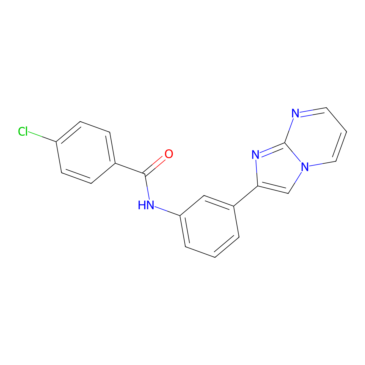4-chloro-N-(3-{imidazo[1,2-a]pyrimidin-2-yl}phenyl)benzamide molecular structure, CAS 847387-59-1