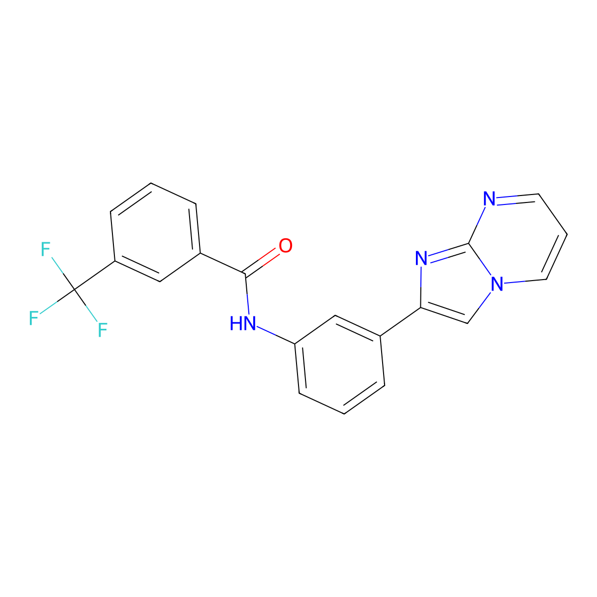 N-(3-{imidazo[1,2-a]pyrimidin-2-yl}phenyl)-3-(trifluoromethyl)benzamide molecular structure, CAS 847387-60-4