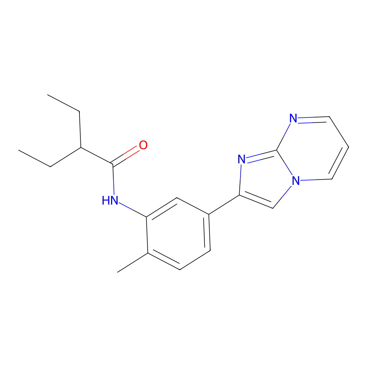 2-ethyl-N-(5-(imidazo[1,2-a]pyrimidin-2-yl)-2-methylphenyl)butanamide molecular structure, CAS 847387-70-6